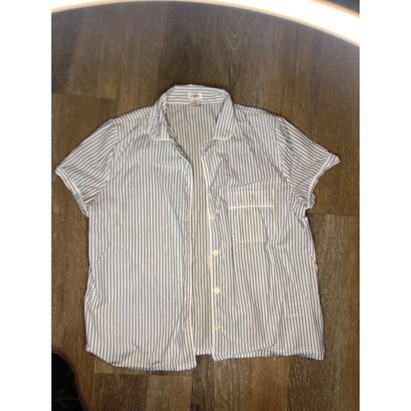 J.Crew Striped Button-Down Pajama Top / Coastal Chic Blouse - Size M - Picture 4 of 7